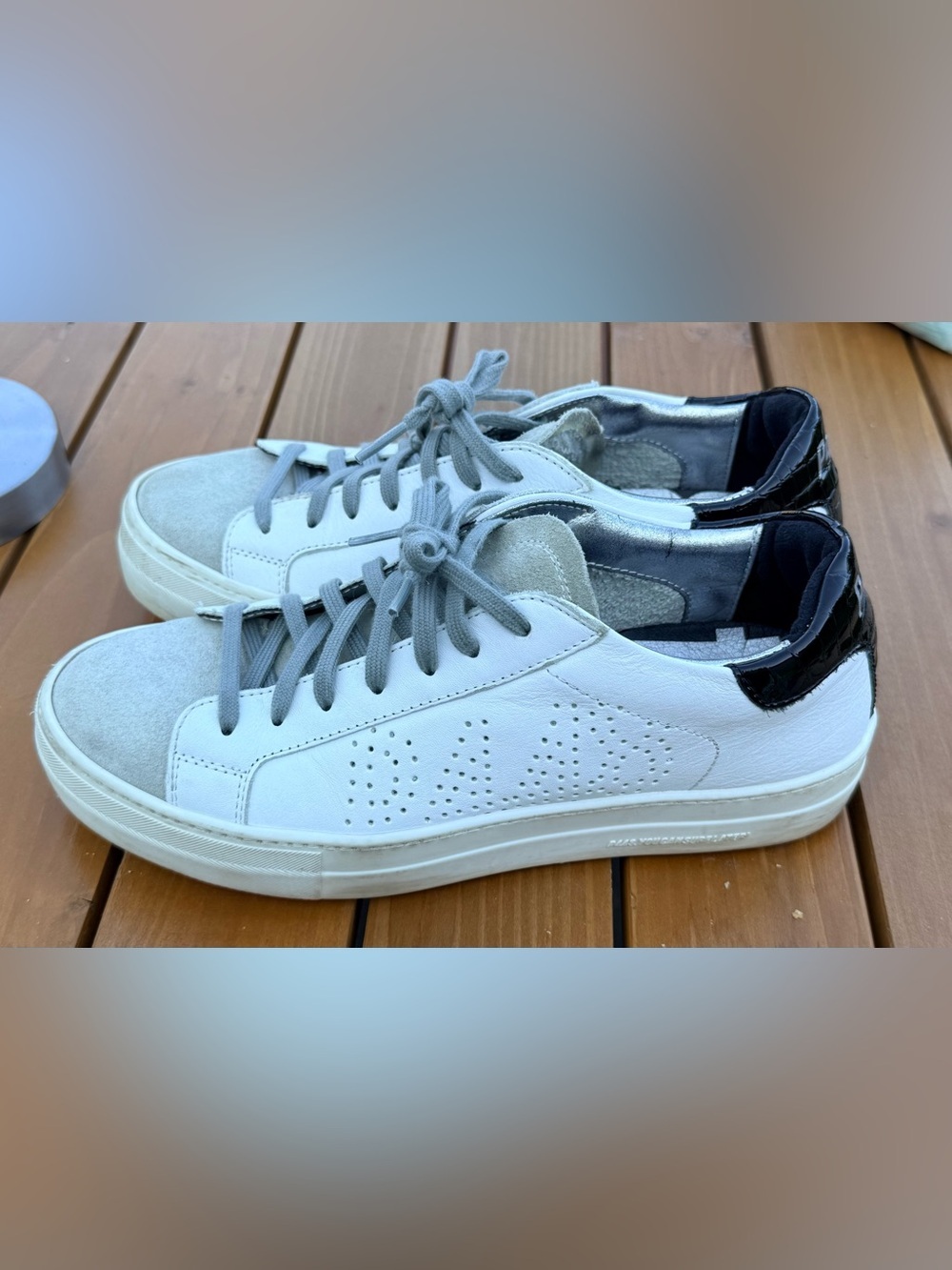 P448 Jack White Leather Low Top Womens 40 Sz 9-9.5 Shoes Lace Up Casual Sneaker